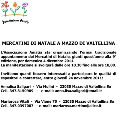 Mercatini di Natale a MAZZO DI VALTELLINA